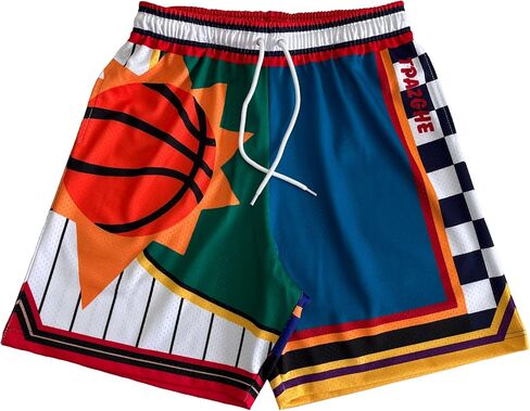 Basketball Athletic Shorts Men - Mesh Gym Sports Workout Training Drawstring Retro Casual Fashion Short with Pockets… in Saudi Arabia
