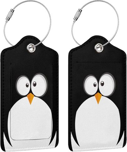 مجموعة من 2 بطاقة امتعة لشنط السفر بتصميم وجه بطريق مضحك من الجلد مع حلقة من الستانلس ستيل وغطاء للخصوصية وبطاقة الهوية وشنطة السفر للنساء والرجال والسفر in Kuwait