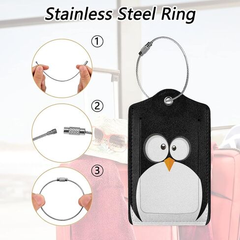 مجموعة من 2 بطاقة امتعة لشنط السفر بتصميم وجه بطريق مضحك من الجلد مع حلقة من الستانلس ستيل وغطاء للخصوصية وبطاقة الهوية وشنطة السفر للنساء والرجال والسفر in Kuwait