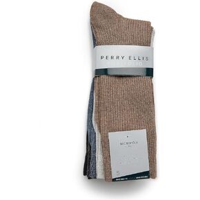 Perry Ellis Mens Portfolio Crew Socks With Reinforced Heel and Toe, 5-pack