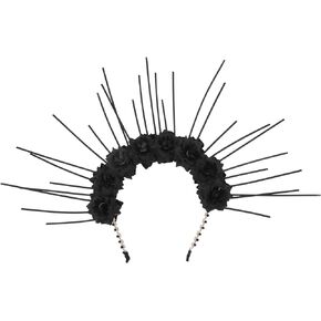 FRCOLOR Halloween Halo Crown Gothic Flower Headband Spikes Headpiece Costume Headdress for Cosplay Party