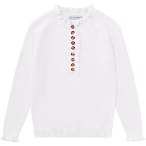 سترات للفتيات للأطفال بأكمام طويلة وأزرار سفلية ورقبة دائرية وكشكشة وسترة صوفية in Kuwait