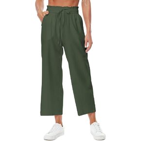 Womens Linen Pants Wide Leg High Waisted Drawstring Casual Loose Pants with Pockets in Kuwait