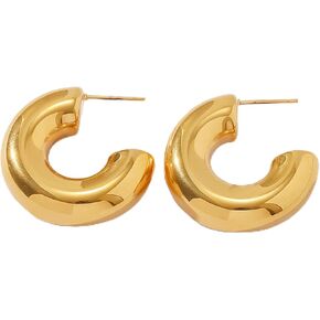 OSMUND Ear Cuff Chunky Gold Earrings for Women, Non Piercing Clip On Cartilage Round Huggie, Trendy Jewelry for Gifts in Saudi Arabia