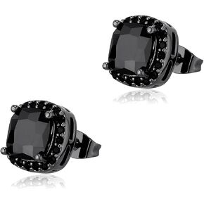 TOPGRILLZ Square Stud Earrings 925 Sterling Silver 5A+ Cubic Zirconia 14K Gold Black Diamonds Stud Earrings For Men Women Aretes De Hombre in Kuwait