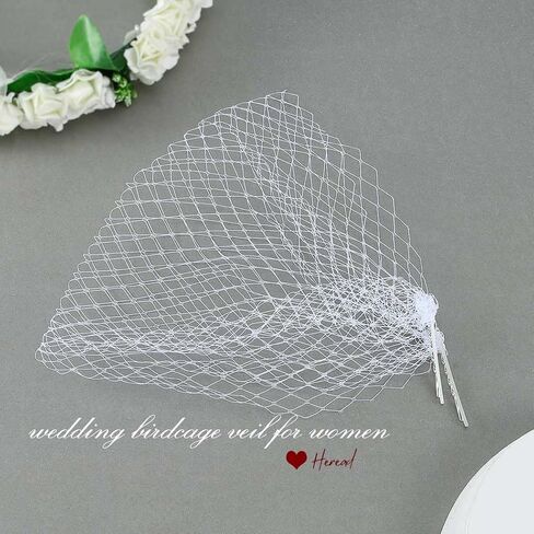 HEREAD 1920s العروس الزفاف قفص العصافير الحجاب الأبيض خوذة الزفاف مقاطع الشعر اكسسوارات للنساء والفتيات in Kuwait