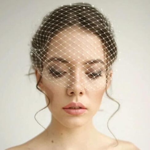 HEREAD 1920s العروس الزفاف قفص العصافير الحجاب الأبيض خوذة الزفاف مقاطع الشعر اكسسوارات للنساء والفتيات in Kuwait