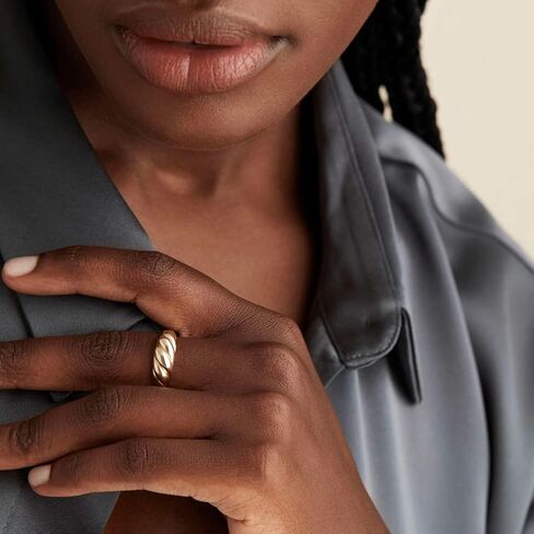 Honsny 8 قطع خواتم مكتنزة على شكل قبة ذهبية للنساء 18 قيراط مطلية بالذهب خاتم مجدول ملتوي خاتم سيغنت مكتنز الحد الأدنى خواتم بيان حجم 5 إلى 9 in Kuwait