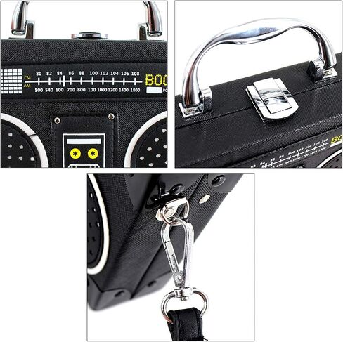 Vintage Radio Recorder Clutch Handbag Leather Top Metal Handle Crossbody Small Box Bag Shoulder Bag in Kuwait
