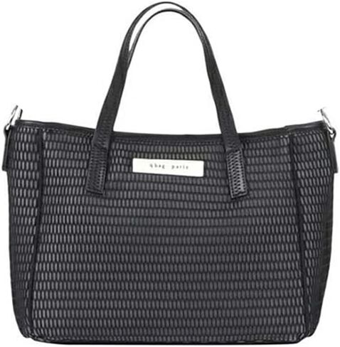 qbag paris Nest Bon Shoulder Bag - Crossbody, Shoulder Strap, Zippered, Lightweight, Large Capacity, Ideal for Work and Travel, Women's Mesh Washable Mother's Bag, Perfect Gift for Women (Grege Black) in Kuwait