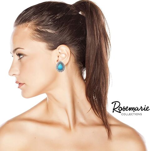 أقراط نسائية من Rosemarie & Jubalee بتصميم غربي طبيعي من Howlite Teardrop Cowgirl بمشبك على الطراز، 1.12 بوصة in Saudi Arabia