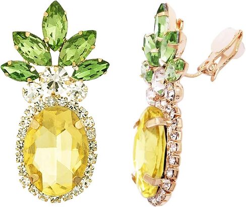 Rosemarie & Jubalee Women's Fun And Fruity Statement Yellow And Green Crystal Rhinestone Pineapple Jewelry in Kuwait