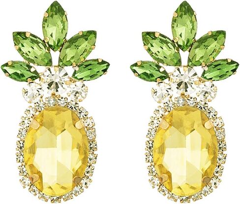 Rosemarie & Jubalee Women's Fun And Fruity Statement Yellow And Green Crystal Rhinestone Pineapple Jewelry in Kuwait