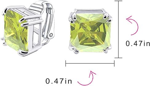 التقليدية الكلاسيكية الكبيرة بيان 5CT مربع الأميرة قطع AAA تشيكوسلوفاكيا سوليتير كليب على أقراط للنساء مطلية بالفضة غير مثقوبة مقلد الأحجار الكريمة جوهرة الألوان 12 مللي متر in Saudi Arabia