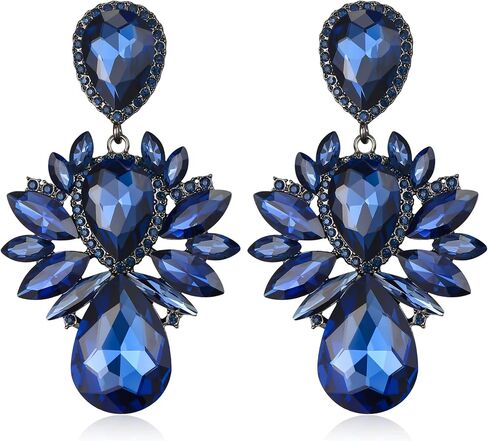 EVER FAITH Bridal Rhinestone Crystal Clip-on Dangle Earrings, Vintage Style Waterdrop Marquise Statement Drop Chandelier Earrings for Women in Saudi Arabia