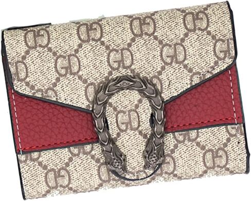 محفظة IFFANY صغيرة الحجم وقصيرة ثلاثية الطي مع محفظة عملات معدنية محمولة فريدة للرجال والنساء - باللون الأحمر in Kuwait