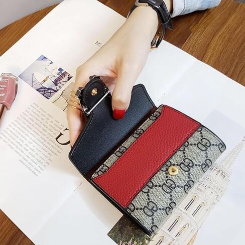 محفظة IFFANY صغيرة الحجم وقصيرة ثلاثية الطي مع محفظة عملات معدنية محمولة فريدة للرجال والنساء - باللون الأحمر in Kuwait