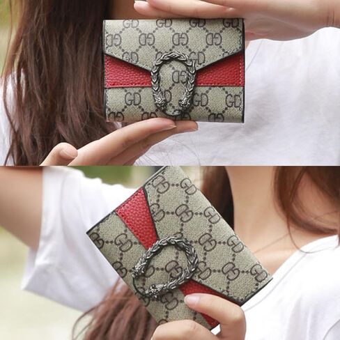 محفظة IFFANY صغيرة الحجم وقصيرة ثلاثية الطي مع محفظة عملات معدنية محمولة فريدة للرجال والنساء - باللون الأحمر in Kuwait