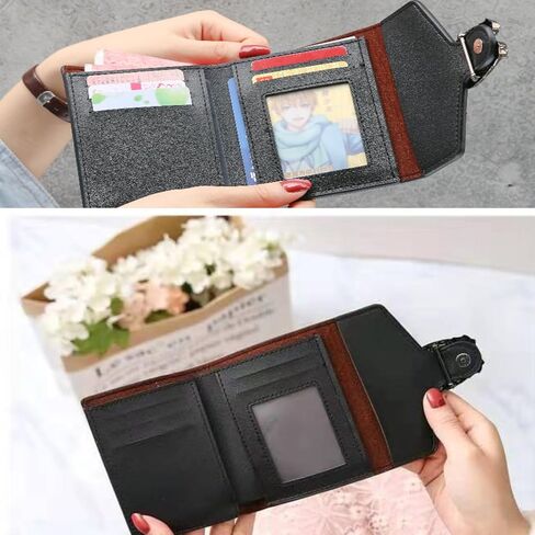 محفظة IFFANY صغيرة الحجم وقصيرة ثلاثية الطي مع محفظة عملات معدنية محمولة فريدة للرجال والنساء - باللون الأحمر in Kuwait