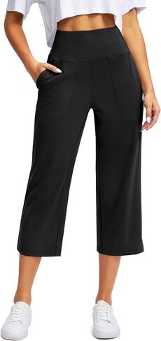 G Gradual Women's Wide Leg Capri Pants with Pockets Tummy Control High Waist Yoga Dress Crop Pants for Women in Saudi Arabia