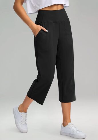 G Gradual Women's Wide Leg Capri Pants with Pockets Tummy Control High Waist Yoga Dress Crop Pants for Women in Saudi Arabia