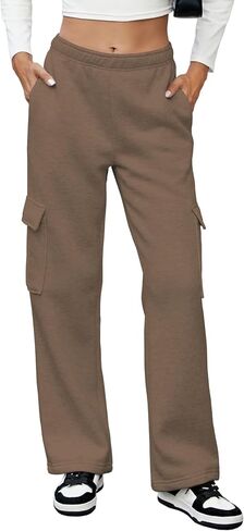 MOYEE Womens Fleece Cargo Sweatpants Casual Baggy High Waisted Joggers Pants with 4 Pockets in Saudi Arabia
