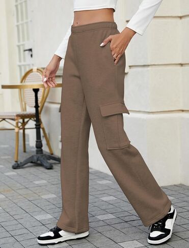MOYEE Womens Fleece Cargo Sweatpants Casual Baggy High Waisted Joggers Pants with 4 Pockets in Saudi Arabia