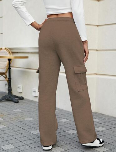 MOYEE Womens Fleece Cargo Sweatpants Casual Baggy High Waisted Joggers Pants with 4 Pockets in Saudi Arabia