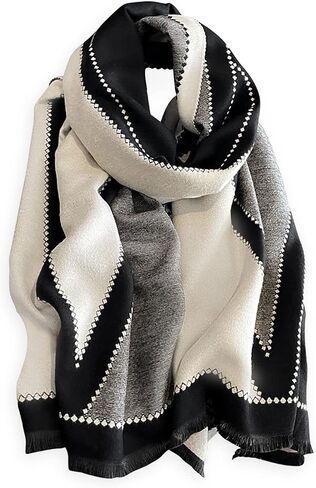 LumiSyne Winter Scarf Cashmere Shawl Women Men Fashion Geometric Pattern Warm Pashmina Scarf With Tassel Soft Long Wrap Stole in Saudi Arabia