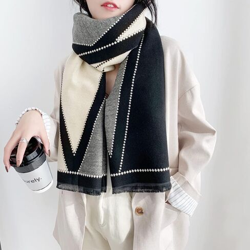 LumiSyne Winter Scarf Cashmere Shawl Women Men Fashion Geometric Pattern Warm Pashmina Scarf With Tassel Soft Long Wrap Stole in Saudi Arabia