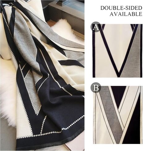 LumiSyne Winter Scarf Cashmere Shawl Women Men Fashion Geometric Pattern Warm Pashmina Scarf With Tassel Soft Long Wrap Stole in Saudi Arabia