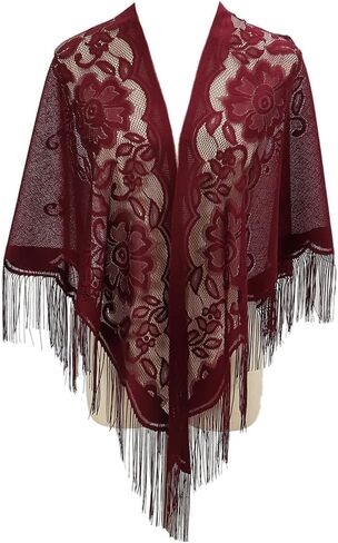 LMVERNA Shawl Wraps for Women New Nylon Hollow Solid Color Breathable Tassel Triangle Scarf Shawl in Saudi Arabia
