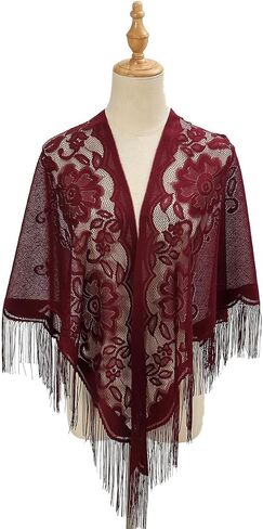 LMVERNA Shawl Wraps for Women New Nylon Hollow Solid Color Breathable Tassel Triangle Scarf Shawl in Saudi Arabia