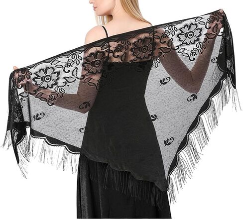 LMVERNA Shawl Wraps for Women New Nylon Hollow Solid Color Breathable Tassel Triangle Scarf Shawl in Saudi Arabia