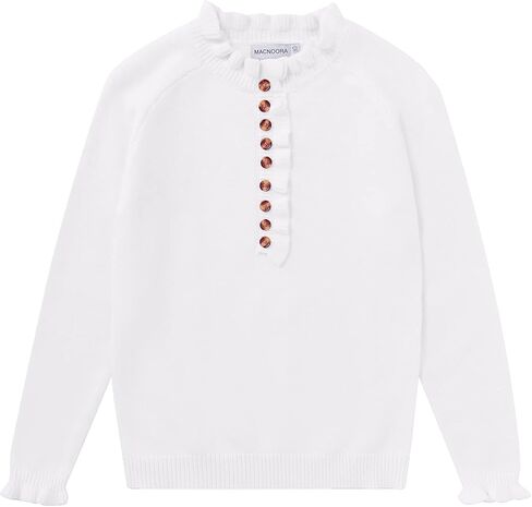 سترات للفتيات للأطفال بأكمام طويلة وأزرار سفلية ورقبة دائرية وكشكشة وسترة صوفية in Kuwait