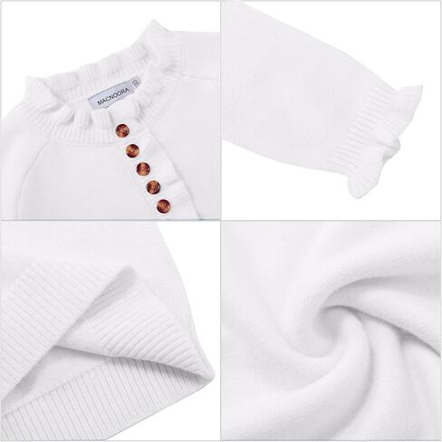 سترات للفتيات للأطفال بأكمام طويلة وأزرار سفلية ورقبة دائرية وكشكشة وسترة صوفية in Kuwait