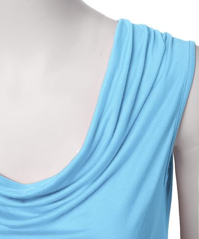 FASHIONOLIC Women's Cowl Neck Ruched Draped Sleeveless Stretchy Blouse Casual Tank Top (Made in USA) in Saudi Arabia