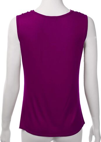 FASHIONOLIC Women's Cowl Neck Ruched Draped Sleeveless Stretchy Blouse Casual Tank Top (Made in USA) in Kuwait
