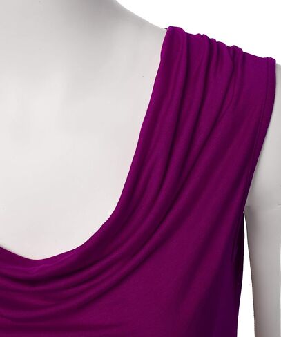 FASHIONOLIC Women's Cowl Neck Ruched Draped Sleeveless Stretchy Blouse Casual Tank Top (Made in USA) in Kuwait