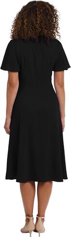 London Times Women's Rosette Flutter Sleeve Fit and Flare Duchess Guest of Shower Mother of The Bride Feminine in Saudi Arabia