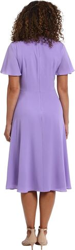 London Times Women's Rosette Flutter Sleeve Fit and Flare Duchess Guest of Shower Mother of The Bride Feminine in Saudi Arabia