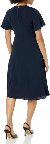 London Times Women's Rosette Flutter Sleeve Fit and Flare Duchess Guest of Shower Mother of The Bride Feminine in Saudi Arabia