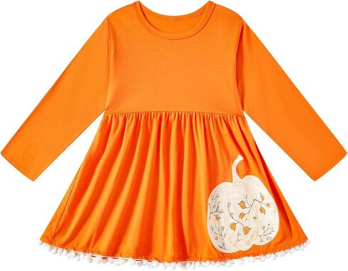 Fantasy Era 3 قطع للأطفال الصغار والبنات لعيد الشكر على شكل يقطين تركيا، تنورة علوية بأكمام طويلة مع عصابة رأس in Kuwait