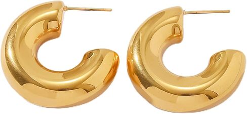 OSMUND Ear Cuff Chunky Gold Earrings for Women, Non Piercing Clip On Cartilage Round Huggie, Trendy Jewelry for Gifts in Saudi Arabia