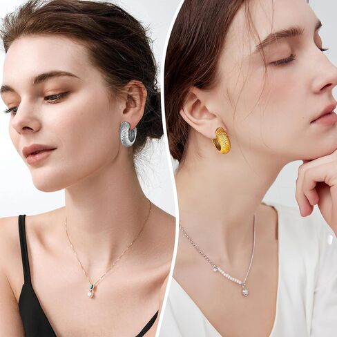 OSMUND Ear Cuff Chunky Gold Earrings for Women, Non Piercing Clip On Cartilage Round Huggie, Trendy Jewelry for Gifts in Saudi Arabia