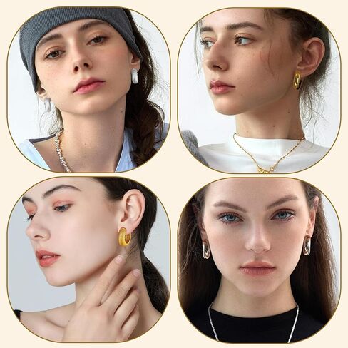 OSMUND Ear Cuff Chunky Gold Earrings for Women, Non Piercing Clip On Cartilage Round Huggie, Trendy Jewelry for Gifts in Saudi Arabia