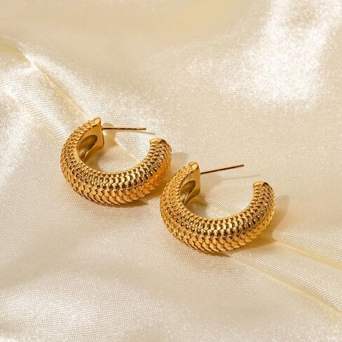 OSMUND Ear Cuff Chunky Gold Earrings for Women, Non Piercing Clip On Cartilage Round Huggie, Trendy Jewelry for Gifts in Saudi Arabia