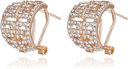 EVER FAITH Round Cubic Zirconia Ear Cuffs Wrap Stud Earrings, Art Deco 1920s Gastby Inspired Labyrinth Wide Dainty Pierced Earring for Women Girls, Cubic Zirconia, Cubic Zirconia in Saudi Arabia