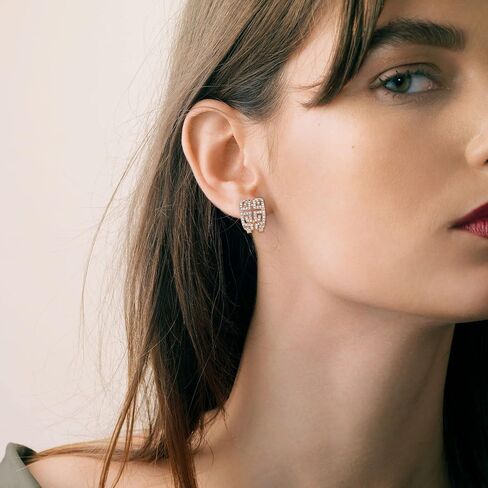 EVER FAITH Round Cubic Zirconia Ear Cuffs Wrap Stud Earrings, Art Deco 1920s Gastby Inspired Labyrinth Wide Dainty Pierced Earring for Women Girls, Cubic Zirconia, Cubic Zirconia in Saudi Arabia