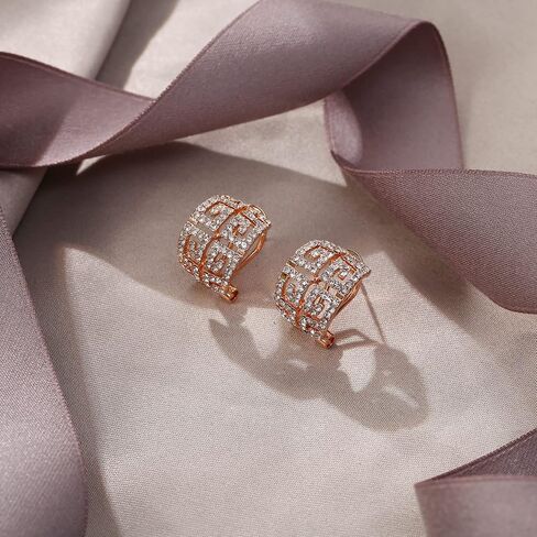 EVER FAITH Round Cubic Zirconia Ear Cuffs Wrap Stud Earrings, Art Deco 1920s Gastby Inspired Labyrinth Wide Dainty Pierced Earring for Women Girls, Cubic Zirconia, Cubic Zirconia in Saudi Arabia